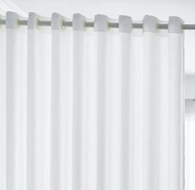 Eyelet curtain on a tension rod Eyelet curtain on a tension rod