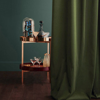 Premium Renaissance Olive Green Velvet Curtain Drapes