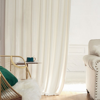 Fine Whipped Cream Off White Velvet Curtain Drapes