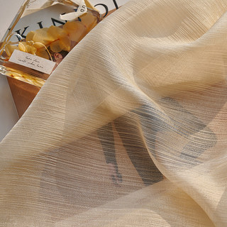 Paris Cascade Shimmering Striped Cream Champagne Sheer Curtain 6