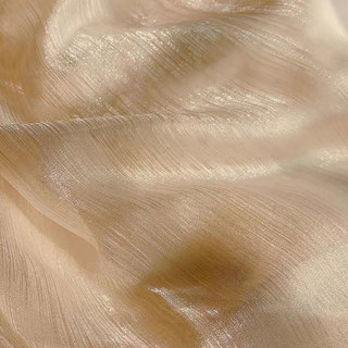 Paris Cascade Shimmering Striped Cream Champagne Sheer Curtain