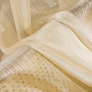 Paris Cascade Shimmering Striped Cream Champagne Sheer Curtain 4