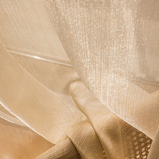 Paris Cascade Shimmering Striped Cream Champagne Sheer Curtain 5