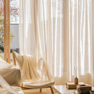 Paris Cascade Shimmering Striped Cream Champagne Sheer Curtain
