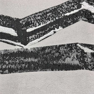 Ink Stroke Black and White Abstract Geometric Curtain with Silver Glitters